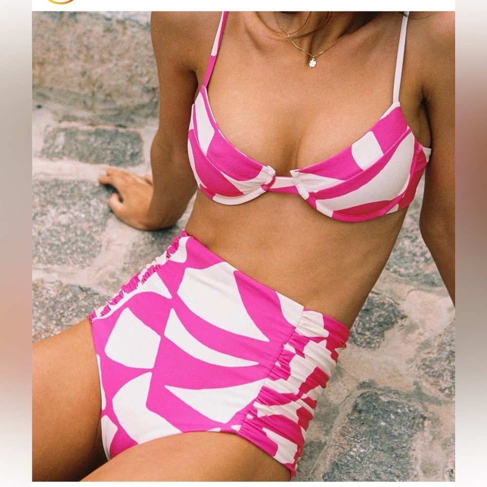 Viral Juillet Pink and Cream Bikini Set - M top L bottom